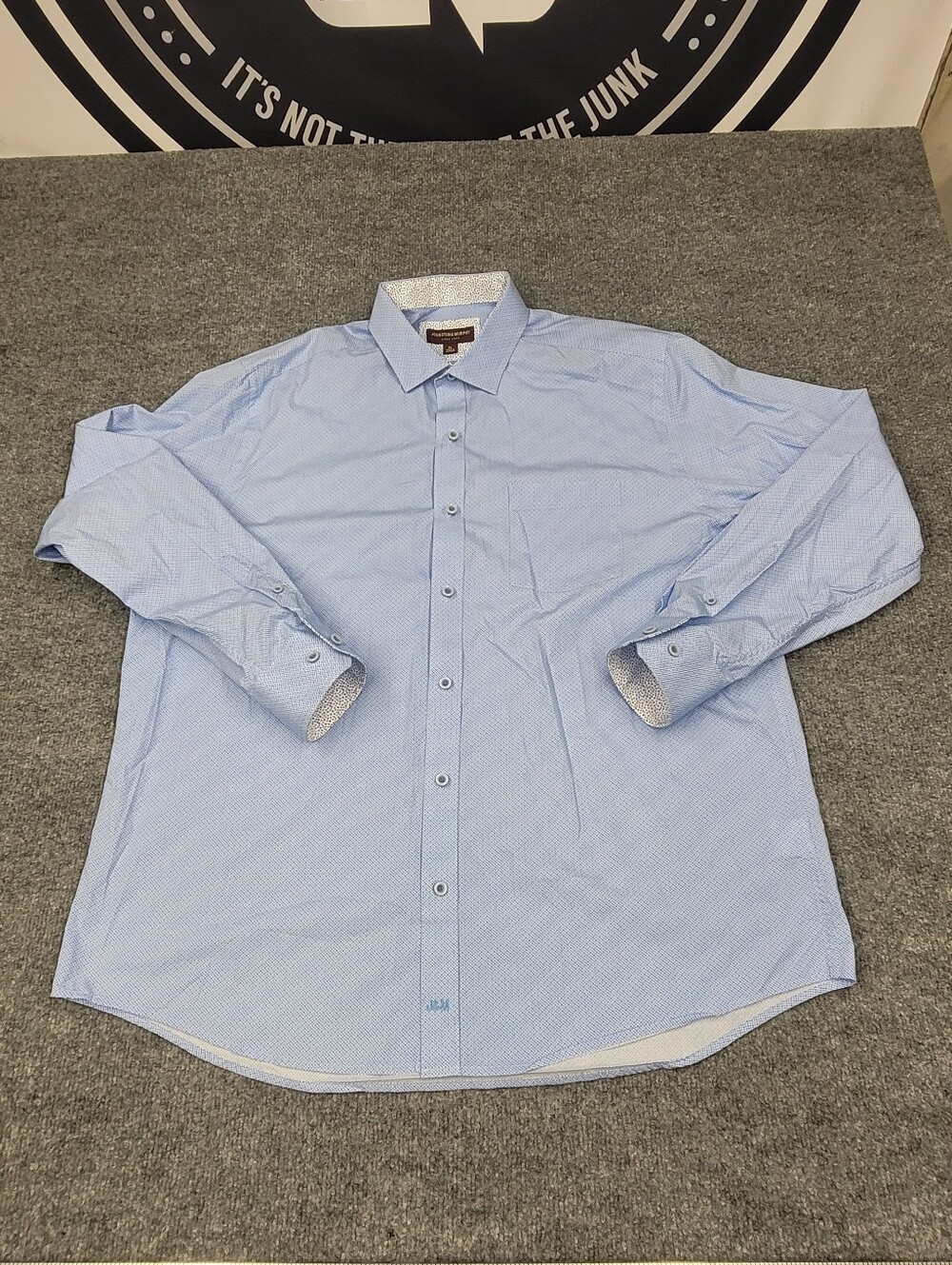 Johnston & Murphy Dress Shirt Mens XL Blue Pattern 100% Cotton Button Up